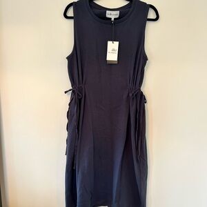 NWT Sleeveless Navy Drawstring Midi Dress